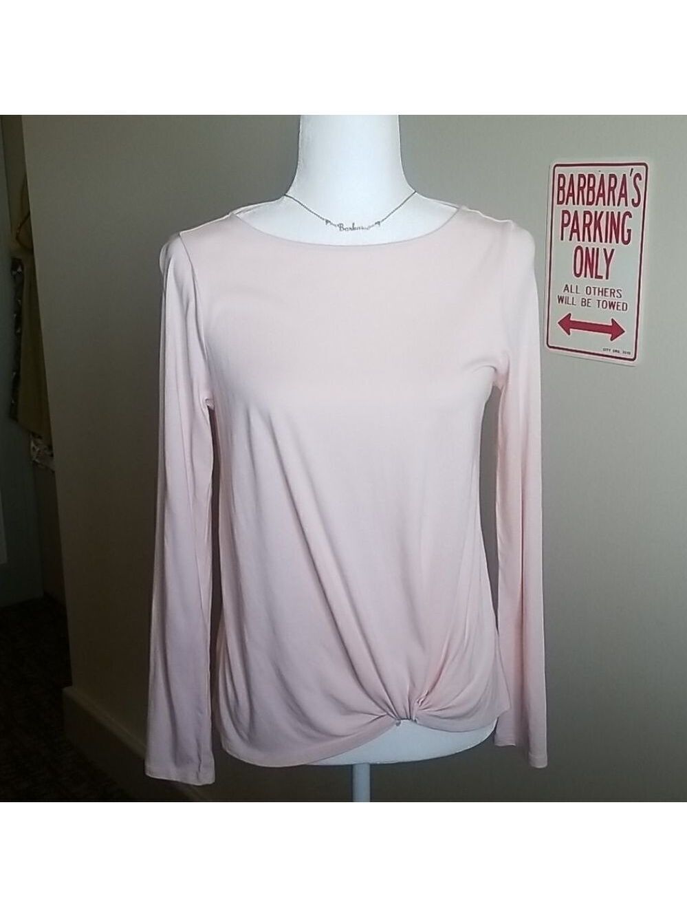 PURE JILL PEACH LONG SLEEVE SIDE TWIST TOP